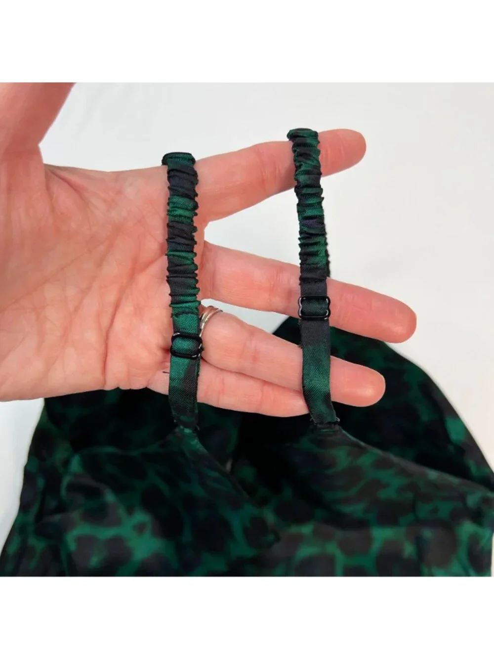 Sandro Amazonie Leopard Print Satin Midi Slip Dress Green Animal Print US 4 - Picture 14 of 16